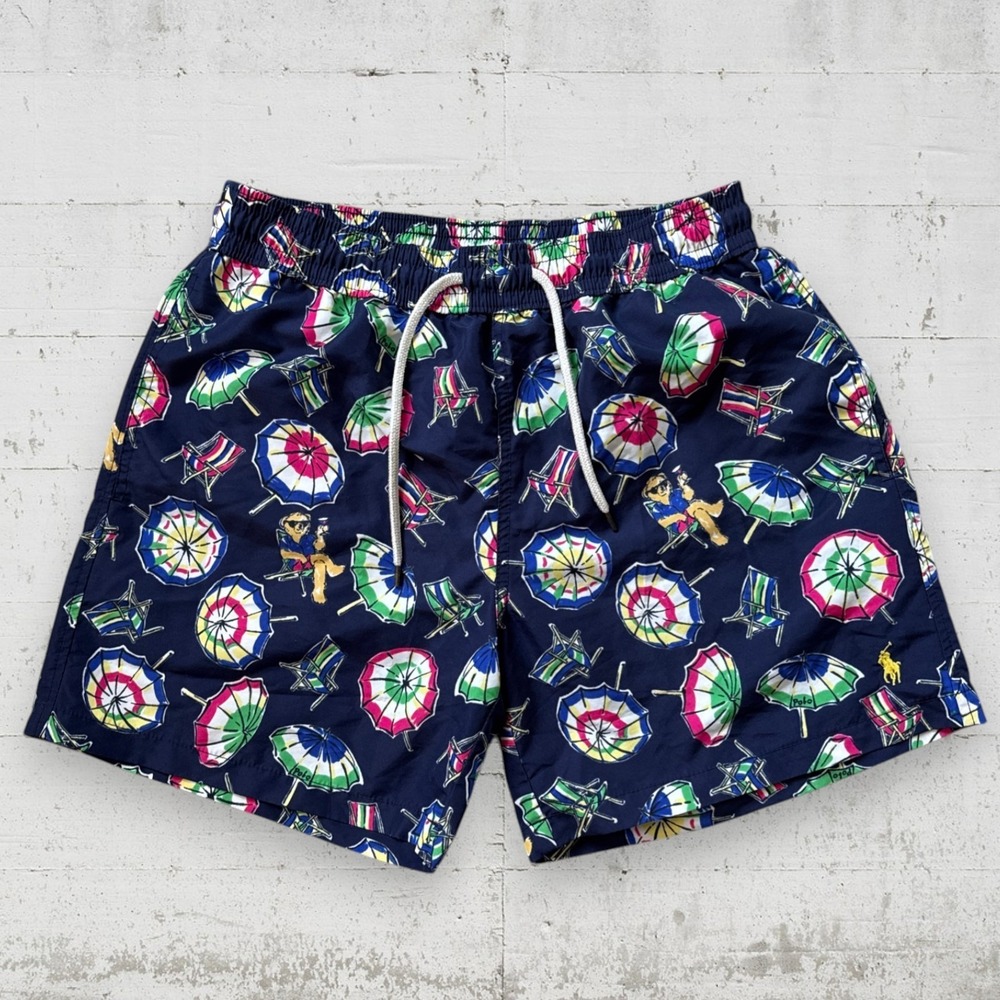Polo Ralph Lauren Lined Swim Trunks Men's Size M Polo Bear AOP Print